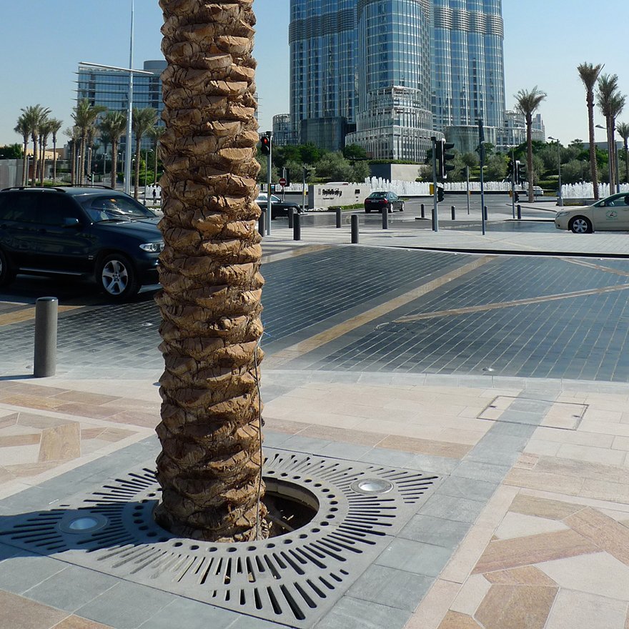 Jonite tree grates as a design feature in Burj Khalifa