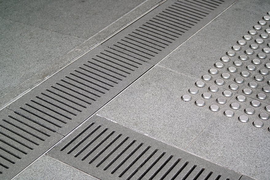 slotted trench grates at the Orchard MRT project