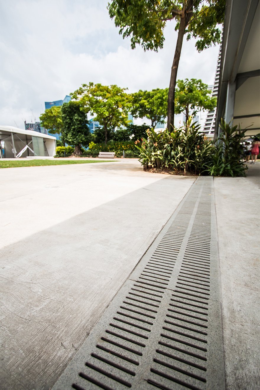 Jonite channel grates used throughout Gardens by the Bay