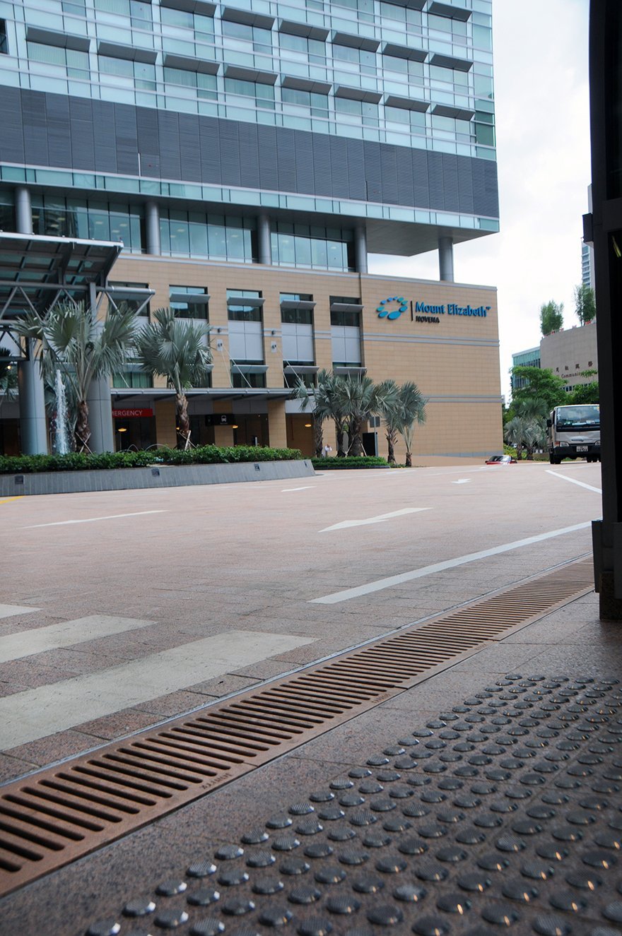 Jonite trench grates at Mount Elizabeth Novena Hospital Singapore