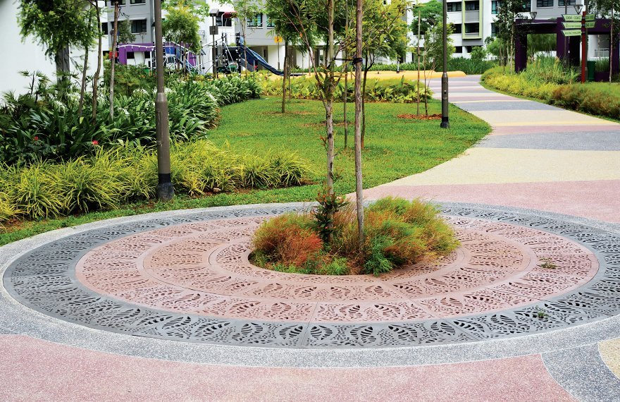 Jonite Tree Grates used to add design flair and functionality with expandable inner diameters