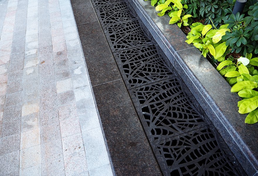 Jonite stone trench grates at South Beach