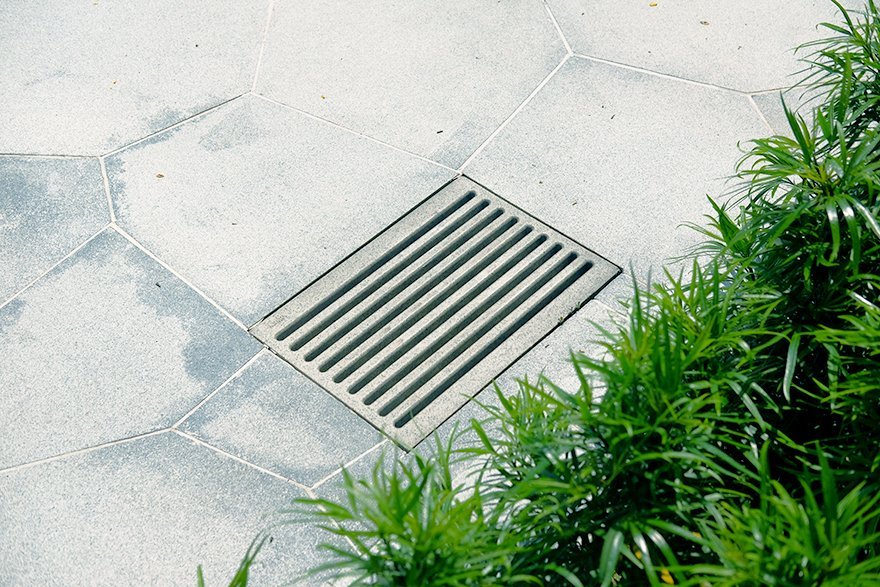 Close up view of composite stone Jonite sump cover