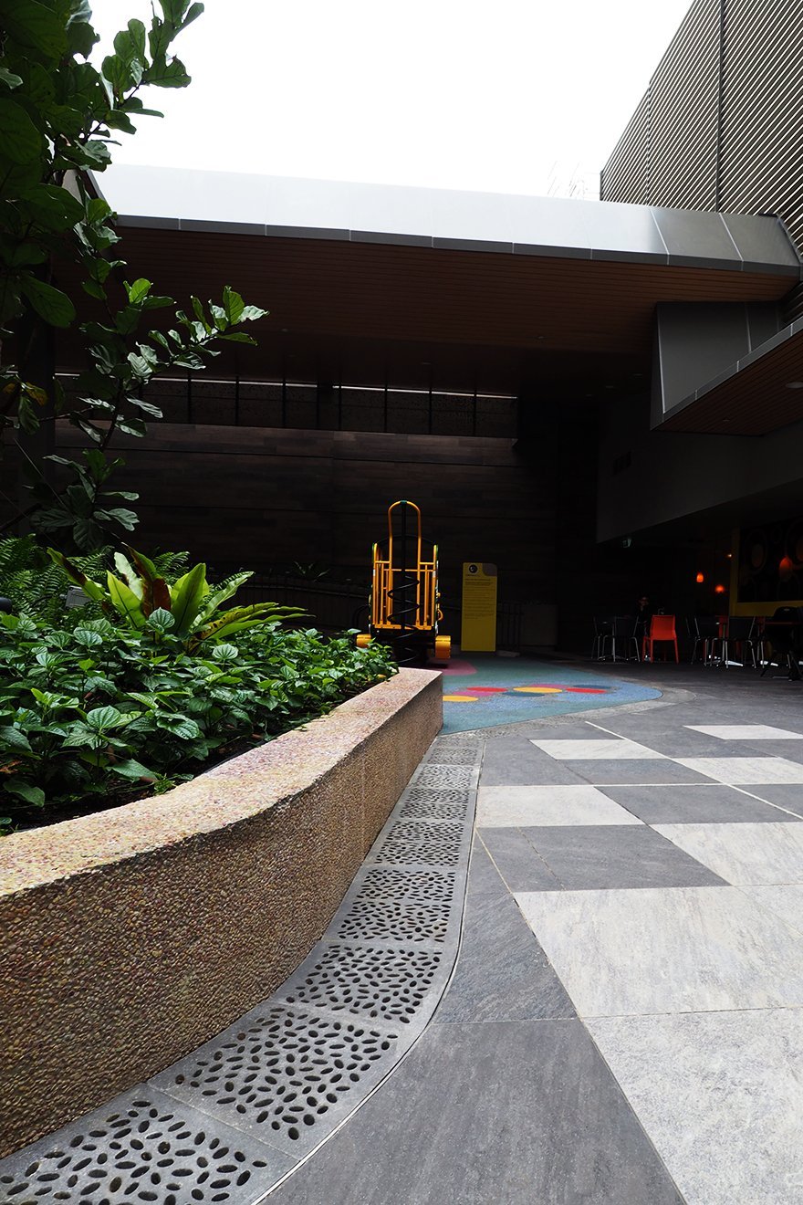 Jonite Projects- Reconstituted Stone Trench Grates on Rooftop Garden Tampines Mall