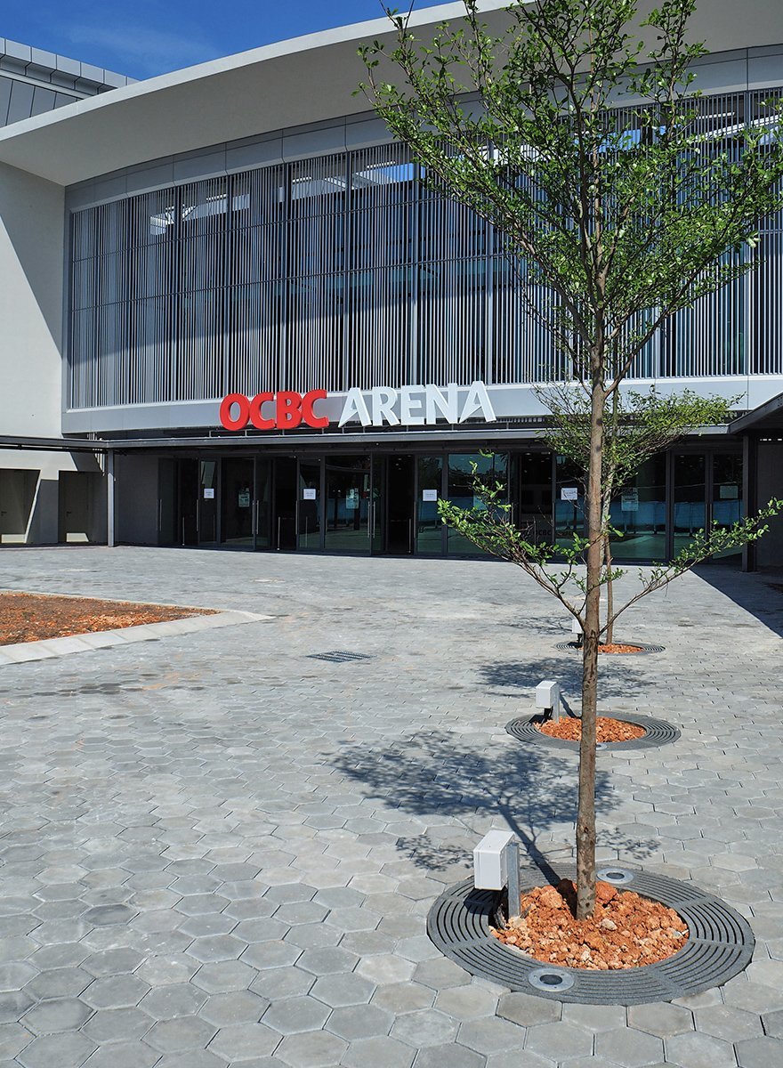 Reinforced stone tree grates Jonite at SIngapore Sports Hub