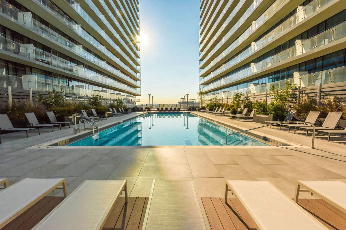 Sky View Parc pool in between 2 buildings