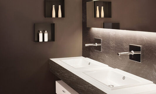 ESS C-BOX wall niches next to a double sink