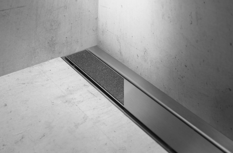 Modulo TAF Wall shower drain in brushed stainless steel