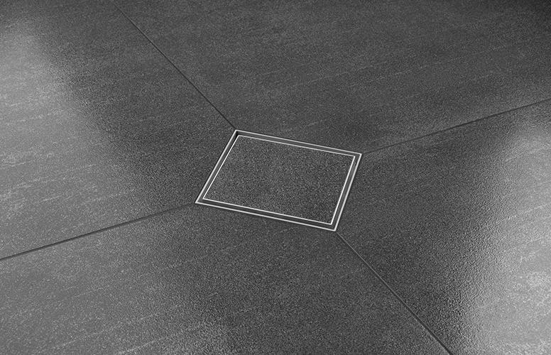 Aqua Quattro point drain in tile