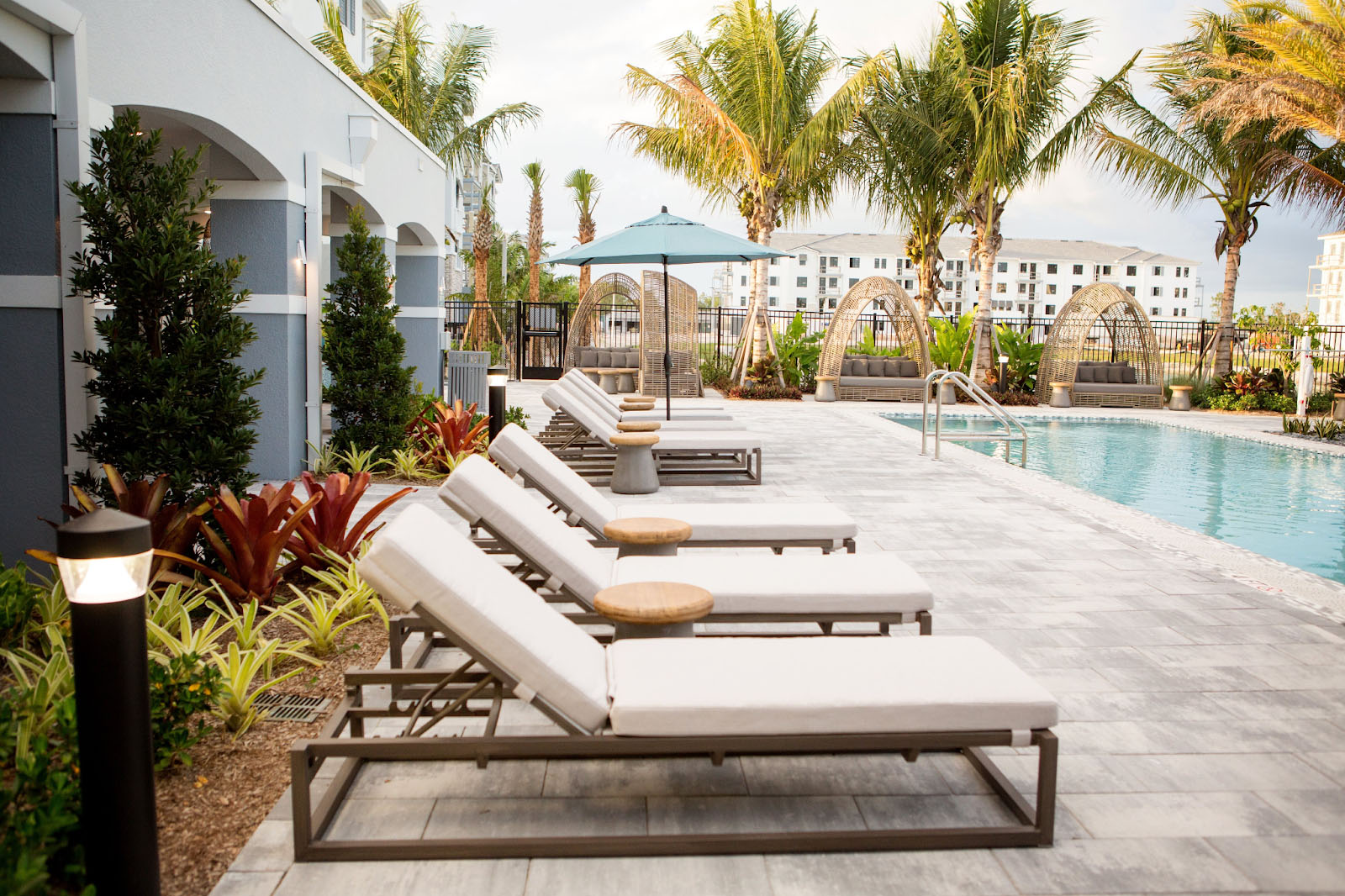 lounge chairs around the swimming pool at Edge75